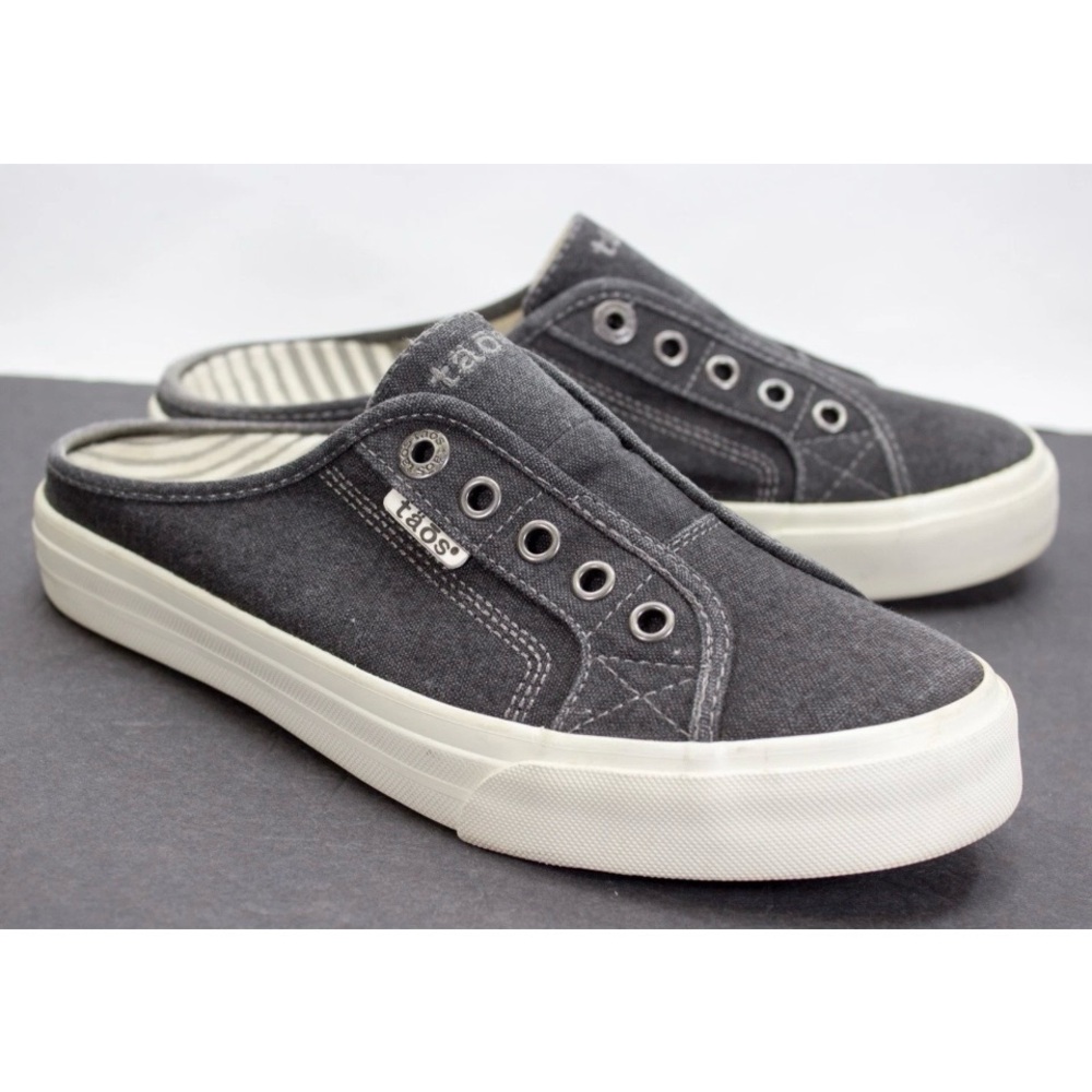 Taos EZ-Soul Womens Size US 8 Gray Slip On Canvas Mules Comfort Casual Shoes